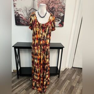 Sami & Jo Women’s Shift Paisley Long Dress Plus  Size 2XL Short Sleeve Pullover